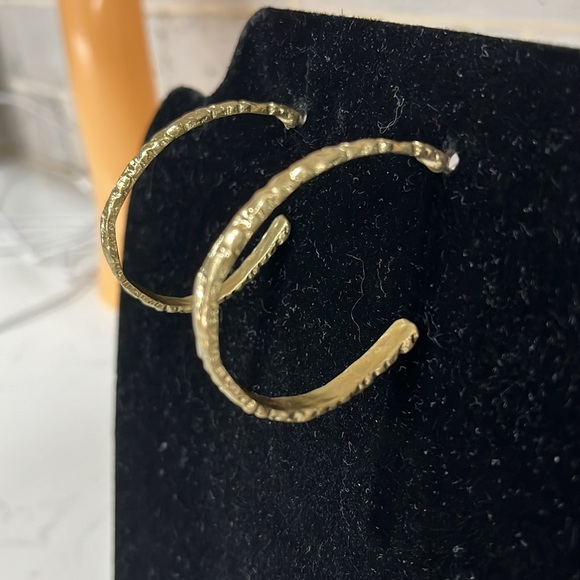 Gold Plated Hammered Look Hoops - Picture 2 of 6